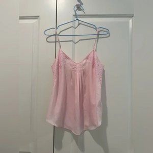 Aritzia Talula Peach Pink Plated VNeck Sheer Tank Top Cami - Size- XXS